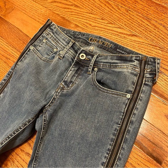 GRACE in LA JEANS Zipper Leg Women’s size 27 Skinny Jeans - Picture 6 of 9